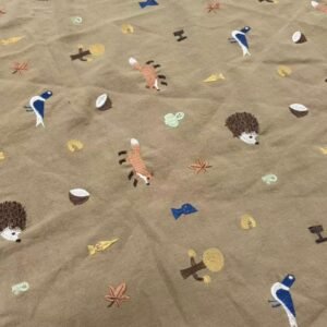 BL0010 (4) profile - Cute Fox & Hedgehog Embroidered Linen-Cotton Fabric