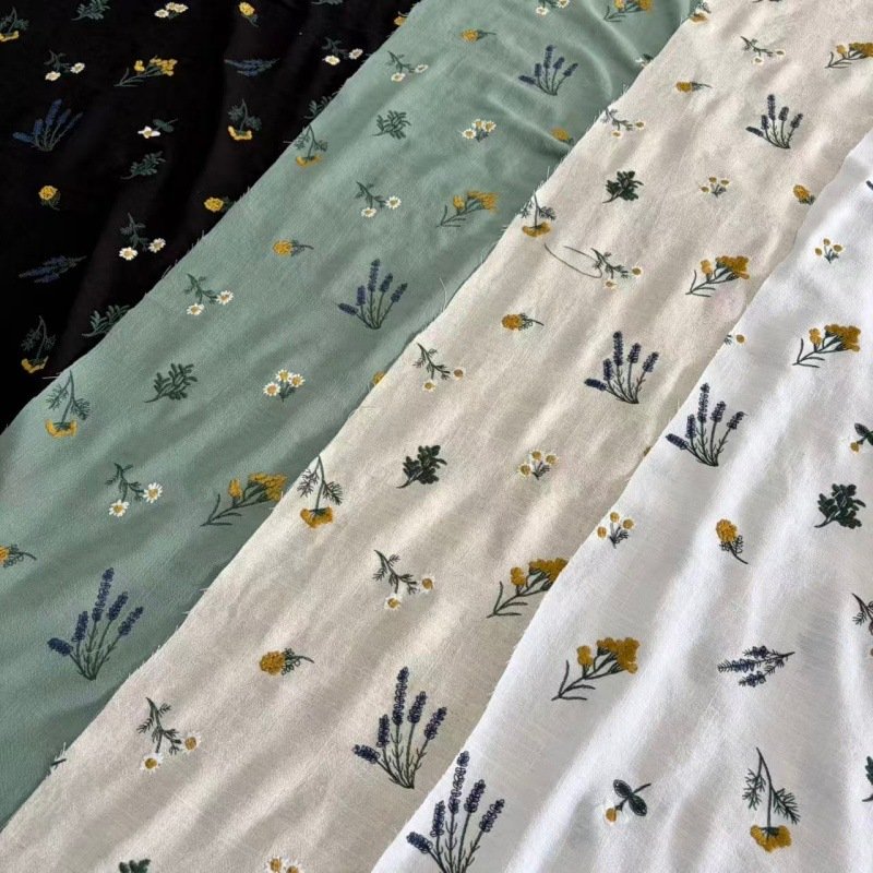 BL0011 (1) profile - Herbal Wildflower Embroidered Linen-Cotton Fabric