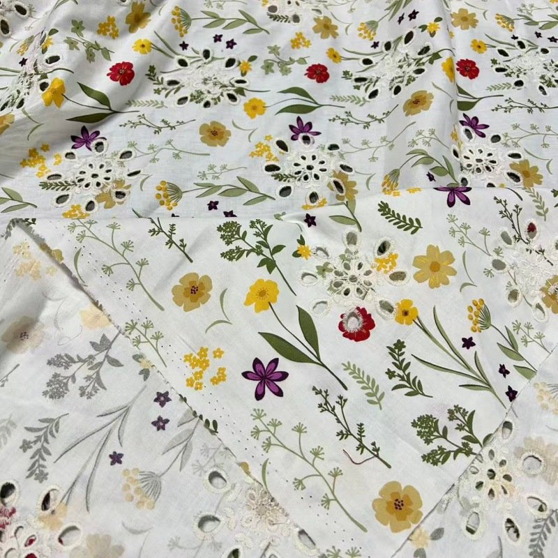 BL0013 (6) - 100% Cotton Laser Cutwork Embroidery & Printed Fabric