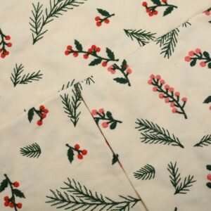BL0015 (3) profile - Christmas Holly and Pine Branch Embroidered Cotton Fabric