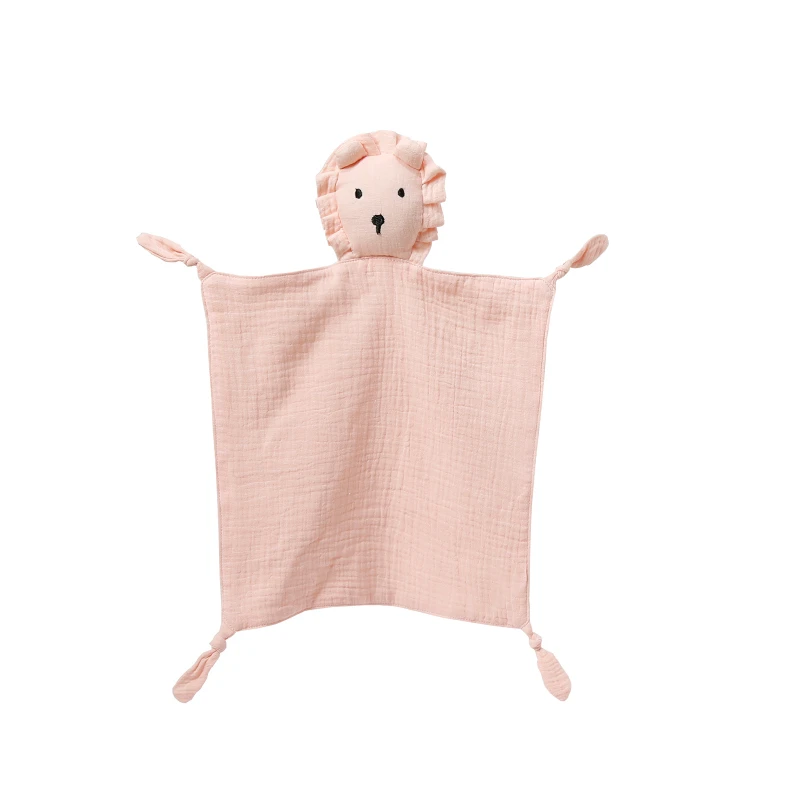 CF053 (4) - Soft Muslin Lion Baby Security Blankets
