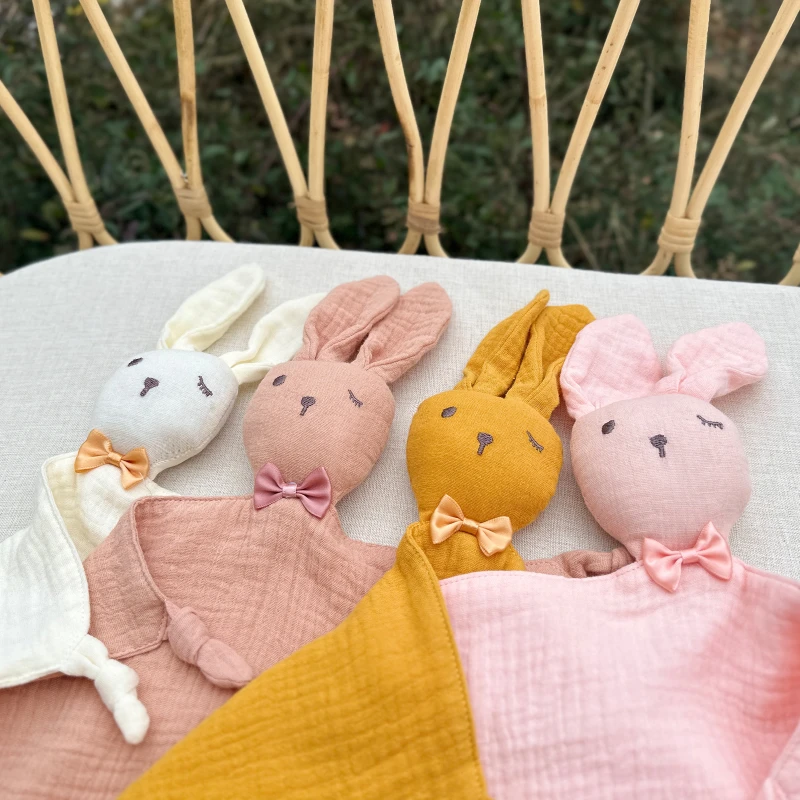 CF056 (10) - Soft Muslin Bunny Baby Security Blankets