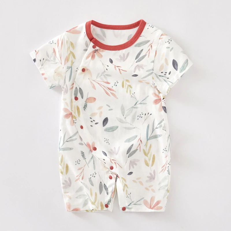 CF060 (4) - Cute Print Baby Side-Snap Rompers