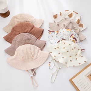 CF073 A profile - Premium Cotton Baby Sun Hats with Chin Strap