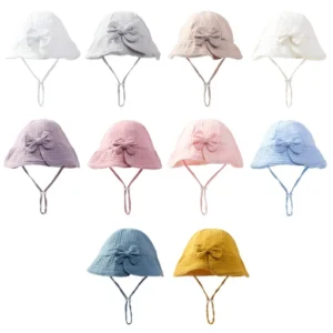CF074 (4) profile - Soft Muslin Baby Bucket Hats with Bow
