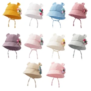 CF075 (3) profile - Soft Muslin Baby Bucket Hats with Bear Ears