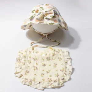 CF076 (7) profile - Soft Muslin Baby Hat & Bib Set