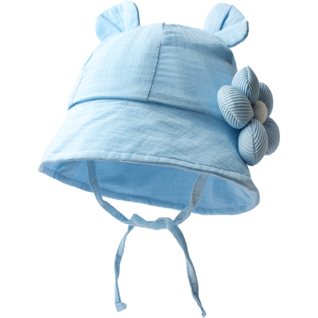 CF080 (10) - Cute Bear Ear Baby Bucket Hat with 3D Flower