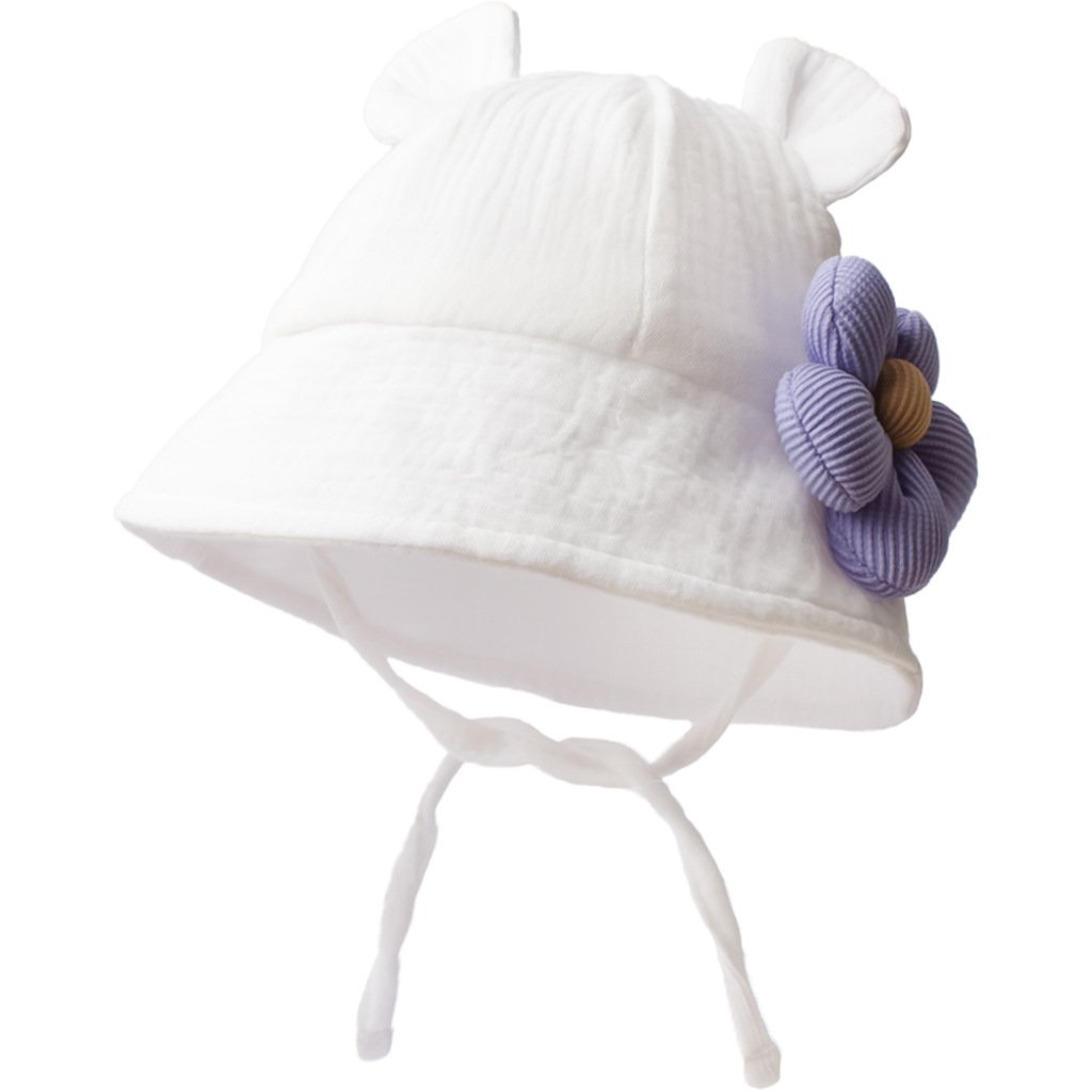 CF080 (14) - Cute Bear Ear Baby Bucket Hat with 3D Flower