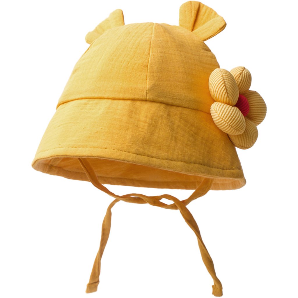 CF080 (15) - Cute Bear Ear Baby Bucket Hat with 3D Flower