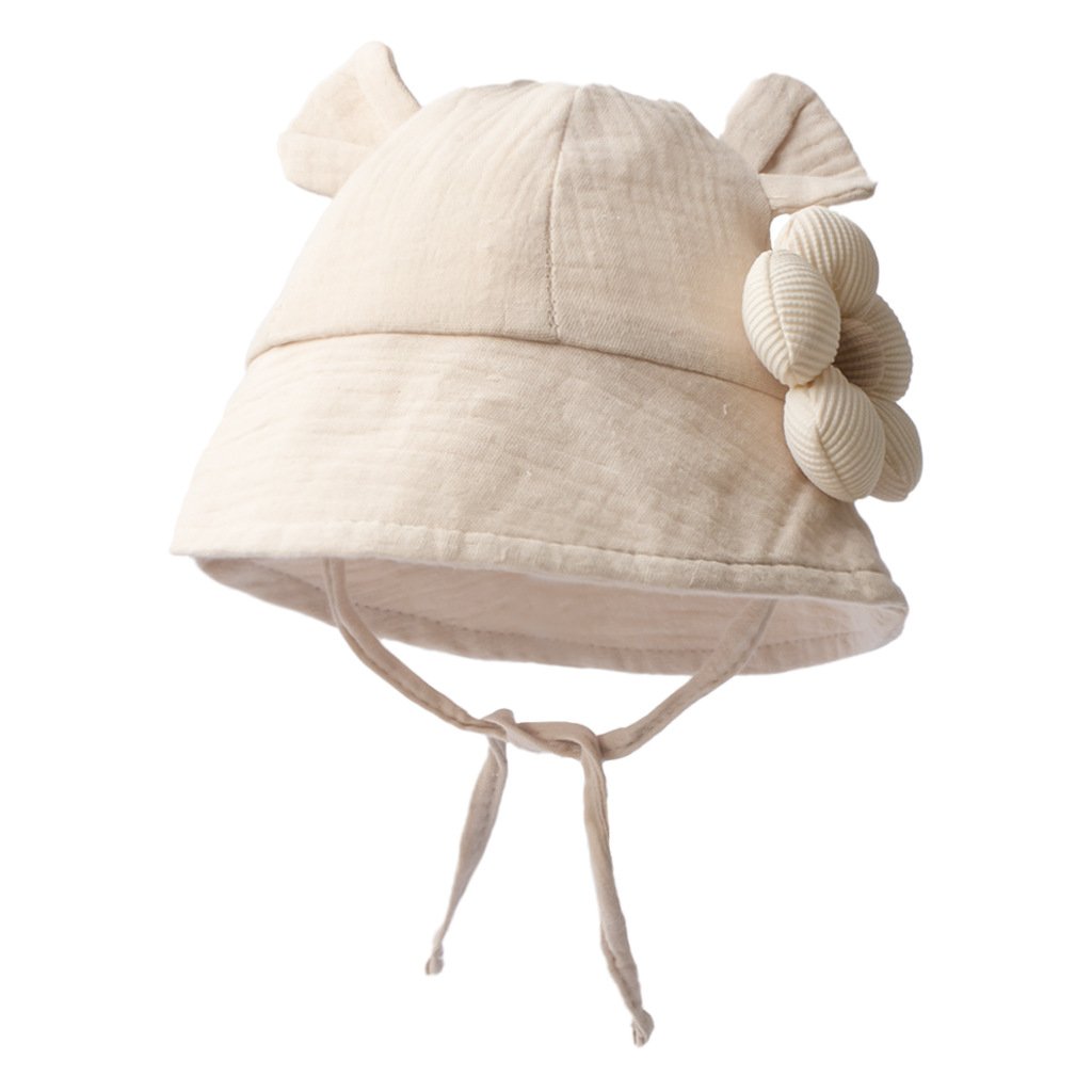 Cute Bear Ear Baby Bucket Hat with 3D Flower | Breathable Muslin, Sun Protection - Image 4