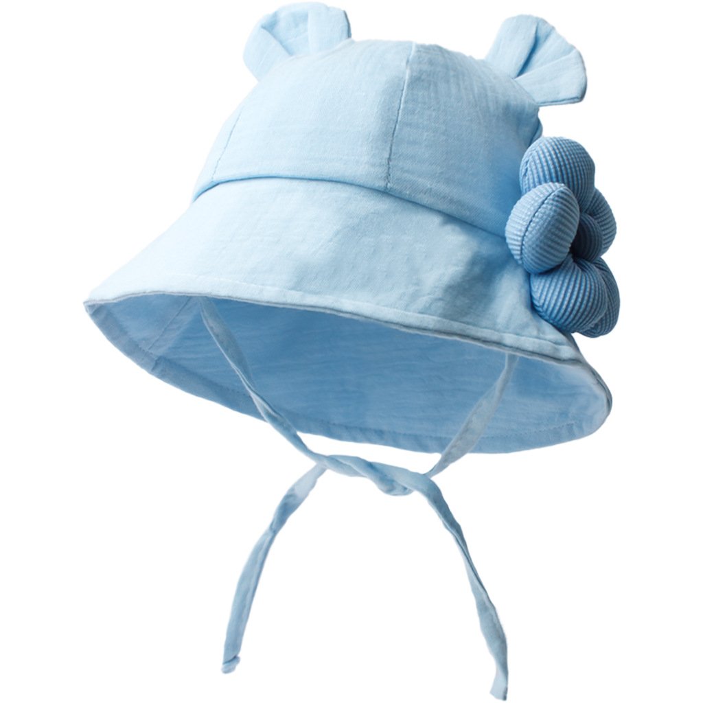 CF080 (9) - Cute Bear Ear Baby Bucket Hat with 3D Flower