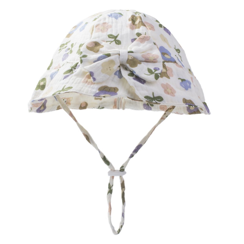 CF082 (4) - Sweet Bow Baby Bucket Hat with Print